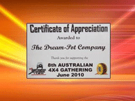 Certificate of Appreciation | 8th Australian 4x4 Gathering | Pomona Sunshine Coast QLD | June 2010