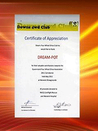 Certificate of Appreciation - Downs 4WD Club