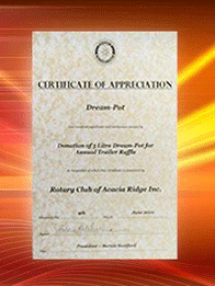 Certificate of Appreciation | Rotary Club of Acacia Ridge Inc. | 2010